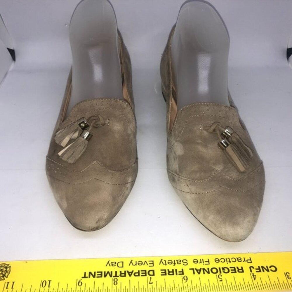 Vince Camuto Beige Suede Leather Loafers w/Tassels Women's 9M